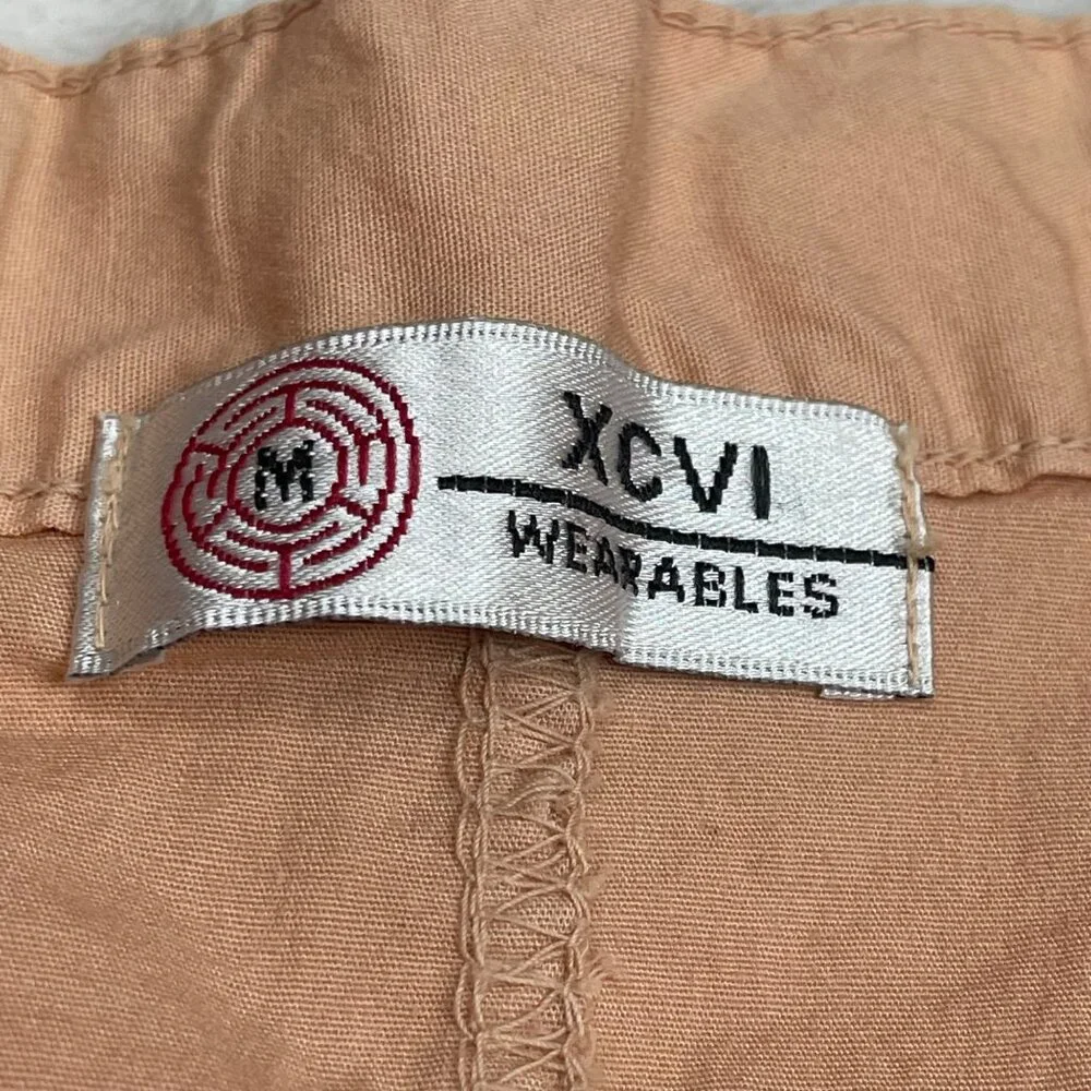 XCVI Wearables Womens Drawstring A-Line Skirt‎ Size Medium Cotton Pockets Peach